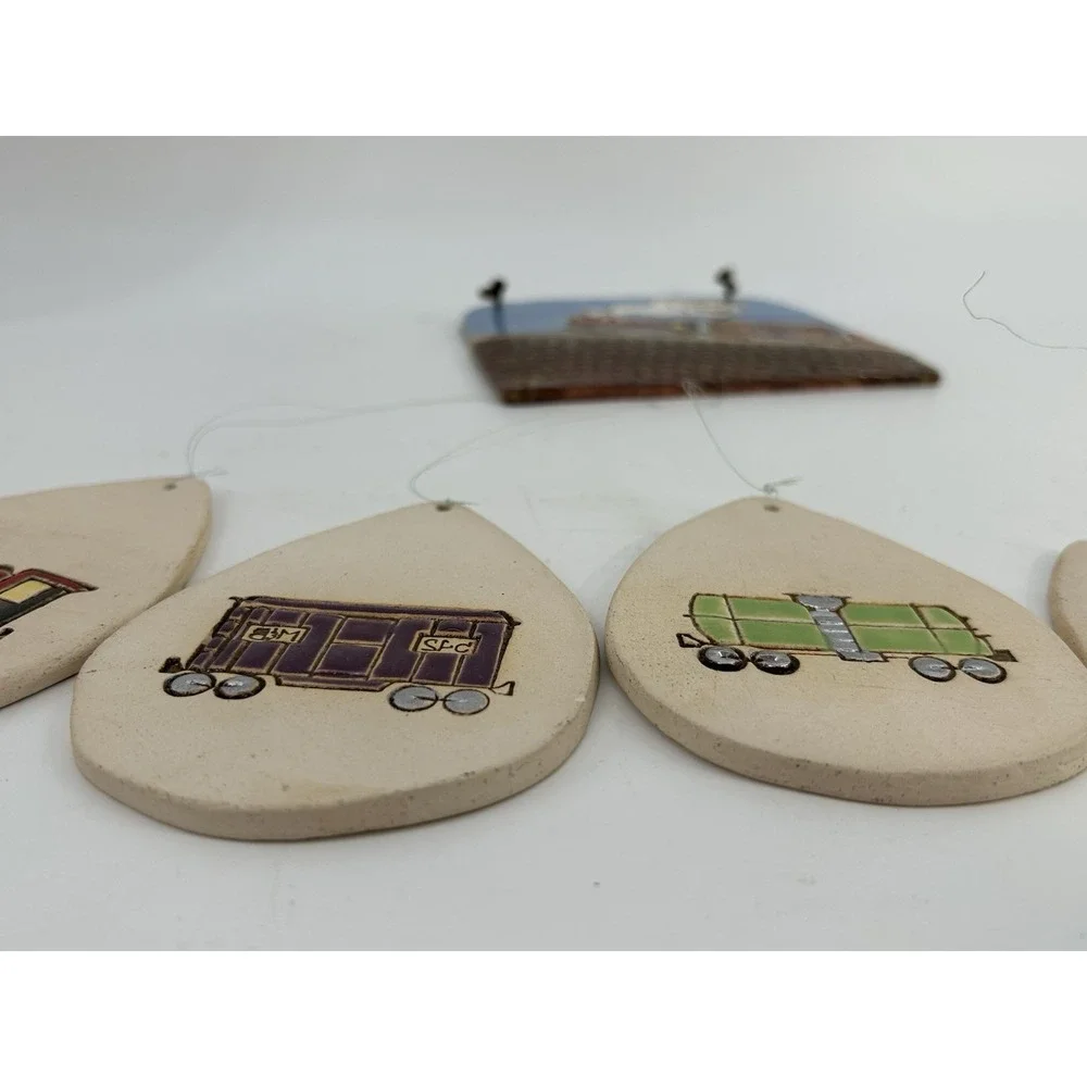 Vintage Handmade Ceramic Railroad Train Wind chime Decoration READ